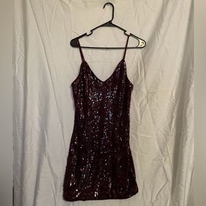 Burgundy Red Sequin Mini Dress Forever21